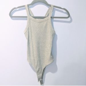 Ribbed Ash Gray Bodysuit